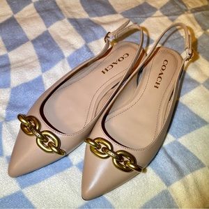 NWT - COACH Veronica Skimmer Slingback Flats - Beechwood Leather - size 6